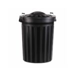 BASURERO DELUXE 80 LTS C/TRABAS METALICAS NEGRO  (KST5031)