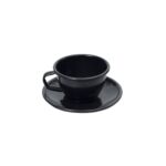 TAZA DE DESAYUNO CON PLATO ENLOZADO NEGRO