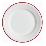 PLATO 18X2 CM. ENL. BLANCO BORDE ROJO (WJ-120R18)