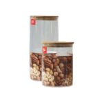 FRASCO VIDRIO TAPA MADERA 1200 CC 10 X 18 CM (CB. GPG10-1200)