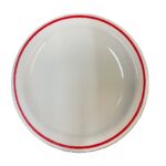 PLATO PLAYO 26 CM PORCELANA CON ARO ROJO