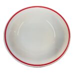 PLATO HONDO 23 CM PORCELANA CON ARO ROJO