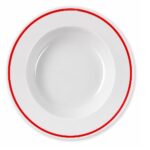 PLATO PASTERO 29 CM PORCELANA CON ARO ROJO