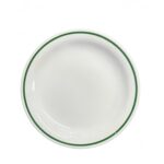 PLATO POSTRE 20 CM PORCELANA CON ARO VERDE