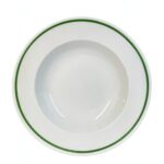 PLATO PASTERO 29 CM PORCELANA CON ARO VERDE