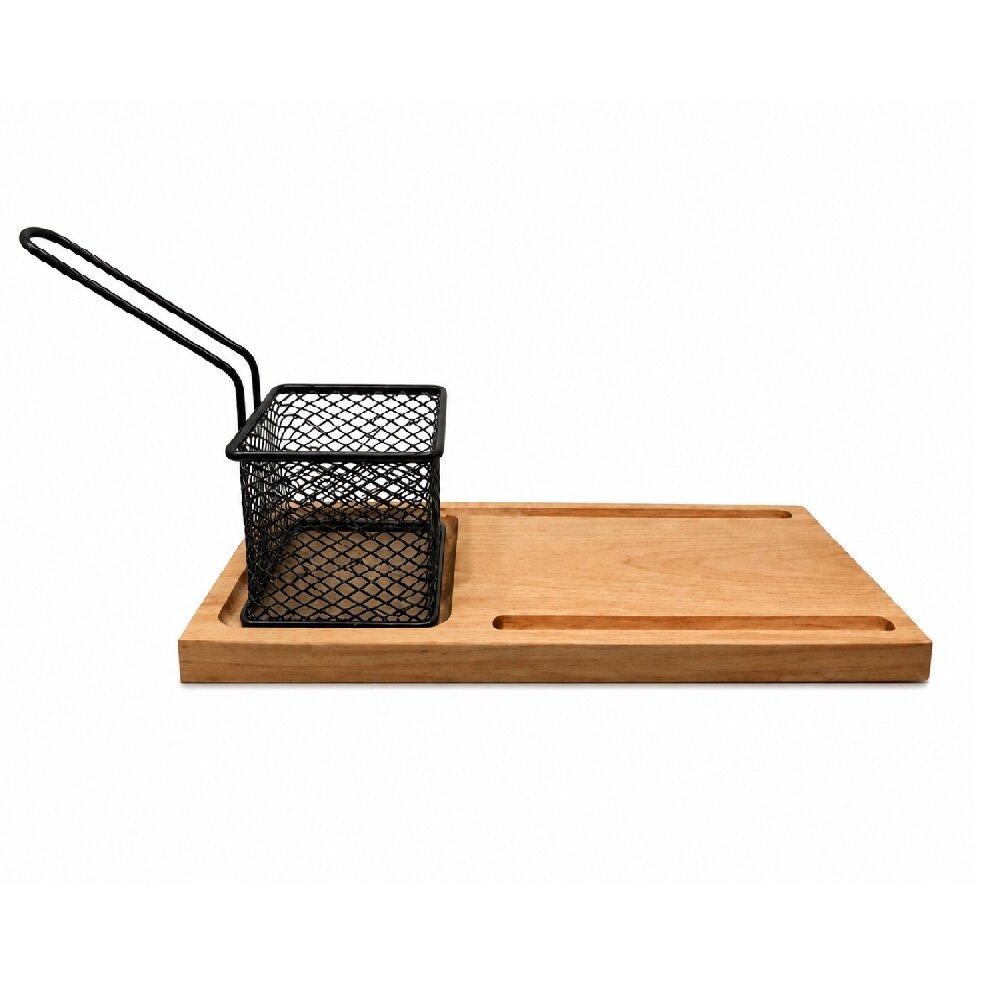 Imágen principal de 7078 - TABLA MADERA C/CANASTO P/FRITOS NEGRO GUARNICIÓN CANASTO P/ SERVIR FRITOS CROMADO GUARNICIÓN - Imagen 1