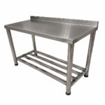 MESA 100% AC INOX C/TACOS ANTID.C/ ESTANTE 1.2 X 0.5 MTS