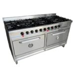 COCINA VESCOVO AC INOX ESMERILADA 8 HORNALLAS + 2 HORNOS (2/80)